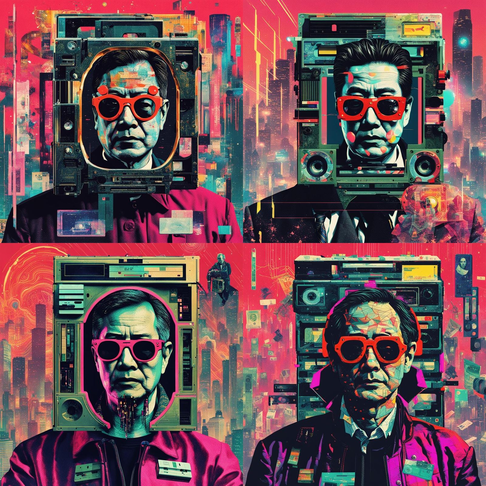 Cyberpunk Satoshi Nakamoto Digital Art Collage
