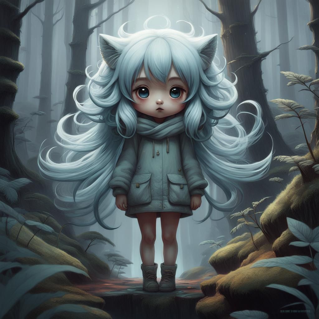 Chibi character in a forest