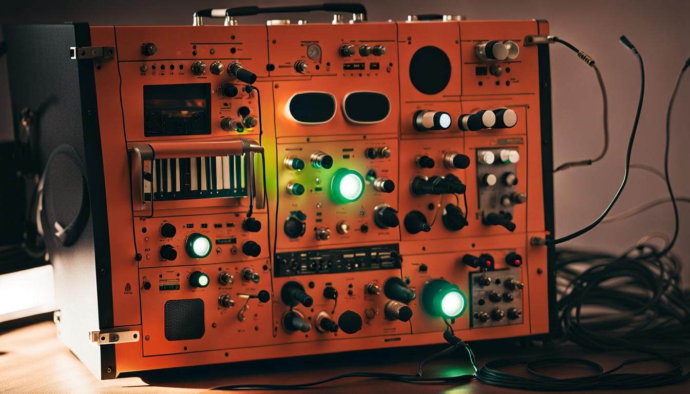 Modular Synthesizer Boombox with Patch Cables