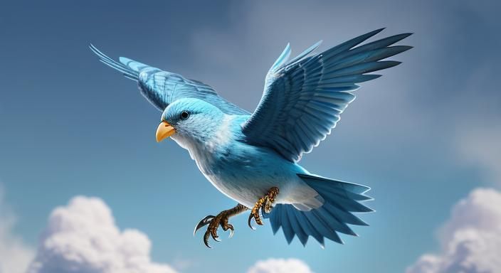Fluffy Bird in Flight: 3D Holographic Illustration