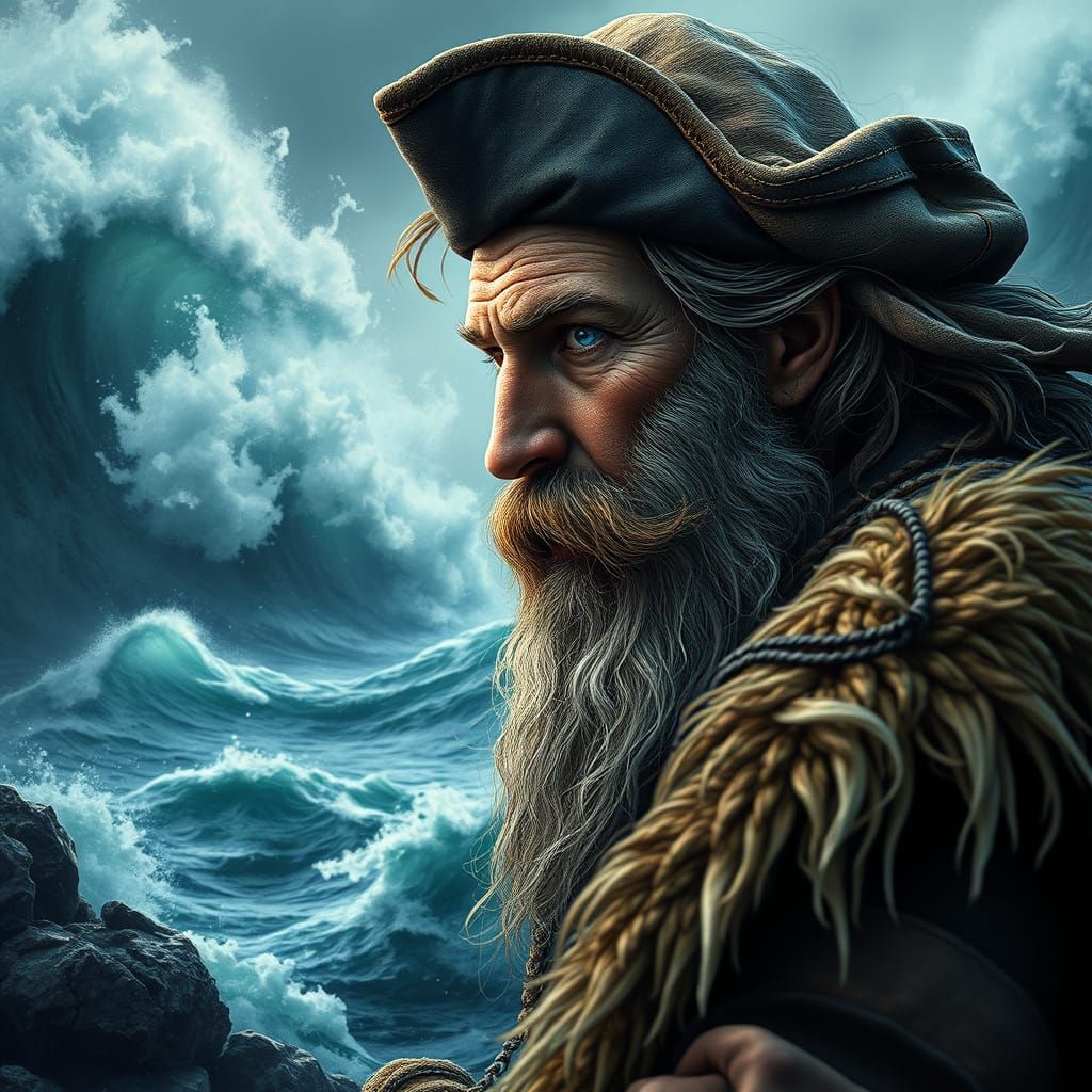 Sea Captain in Stormy Fantasy Concept Art
