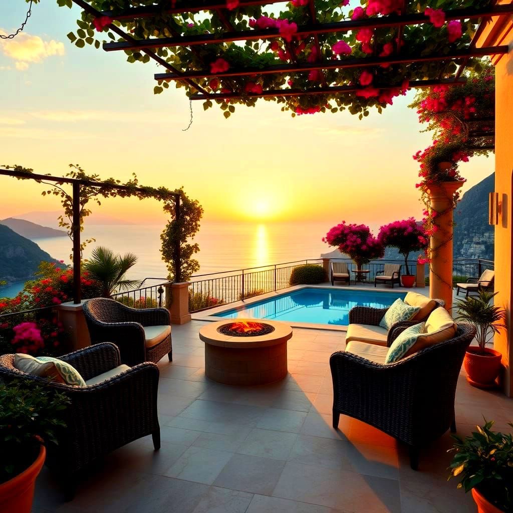 Sunset View from Amalfi Coast Villa Terrace