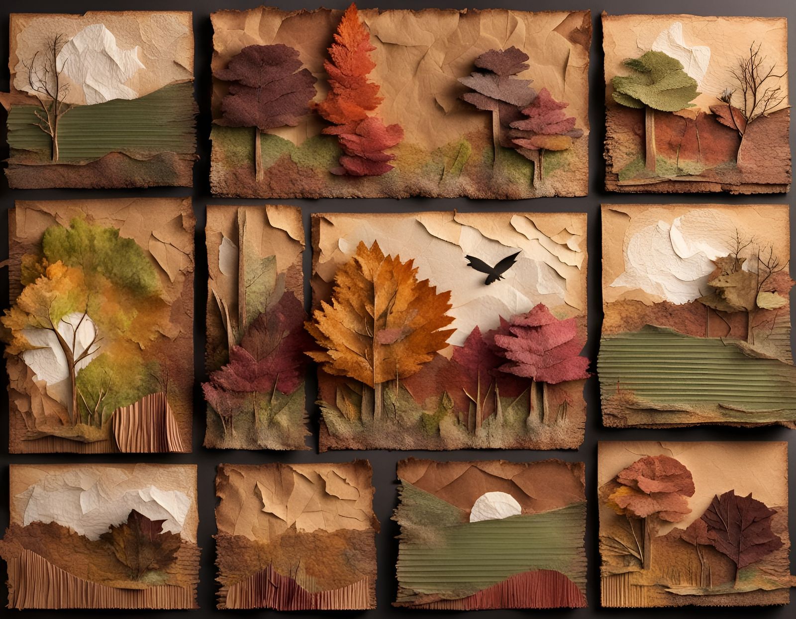 Textured Paper Collage of a Living Landscape