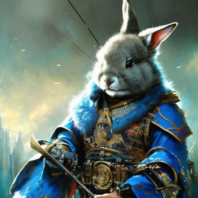 Samurai Rabbit: Intricate Fantasy Creature Art