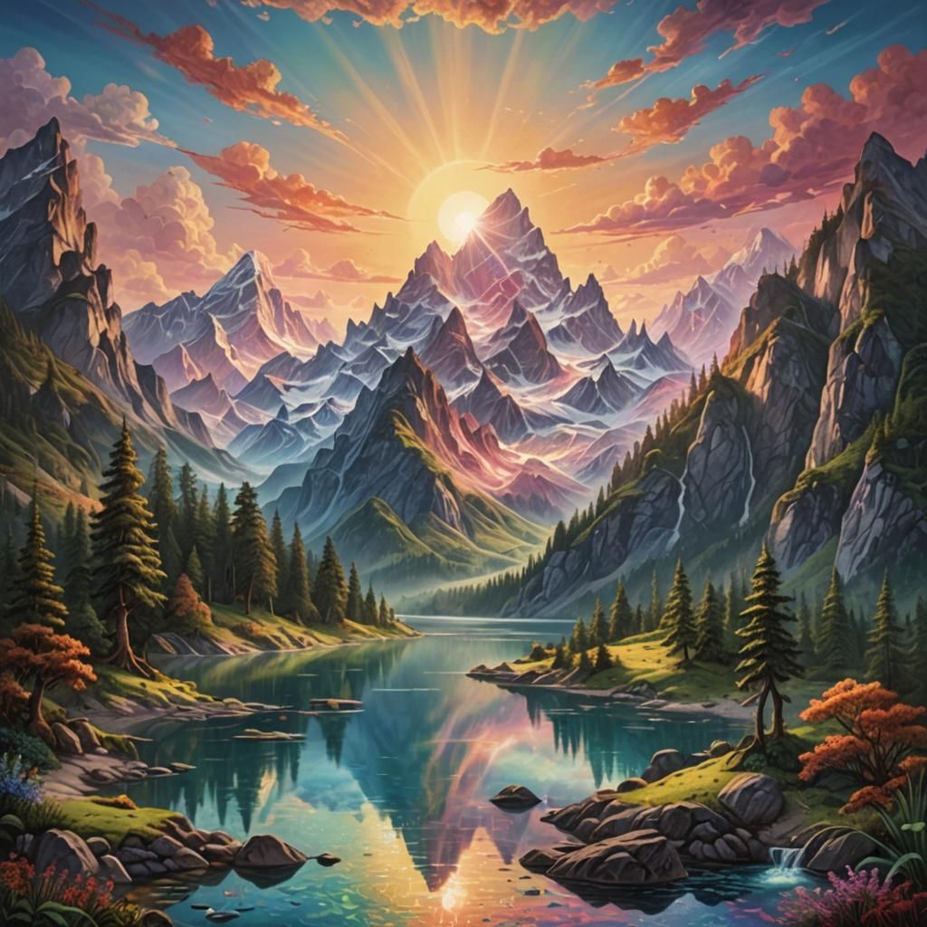 Other versions of mystical mountain landscape I