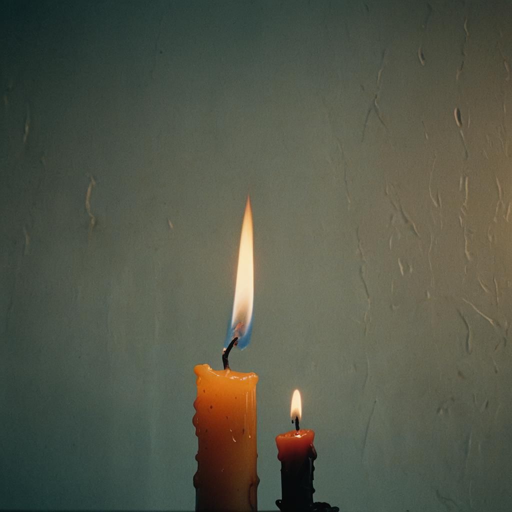 Cinematic Candle Flame in the Dark: Film Still