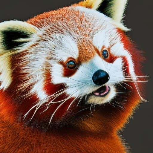 Hyperrealistic Red Panda Splash Art Portrait