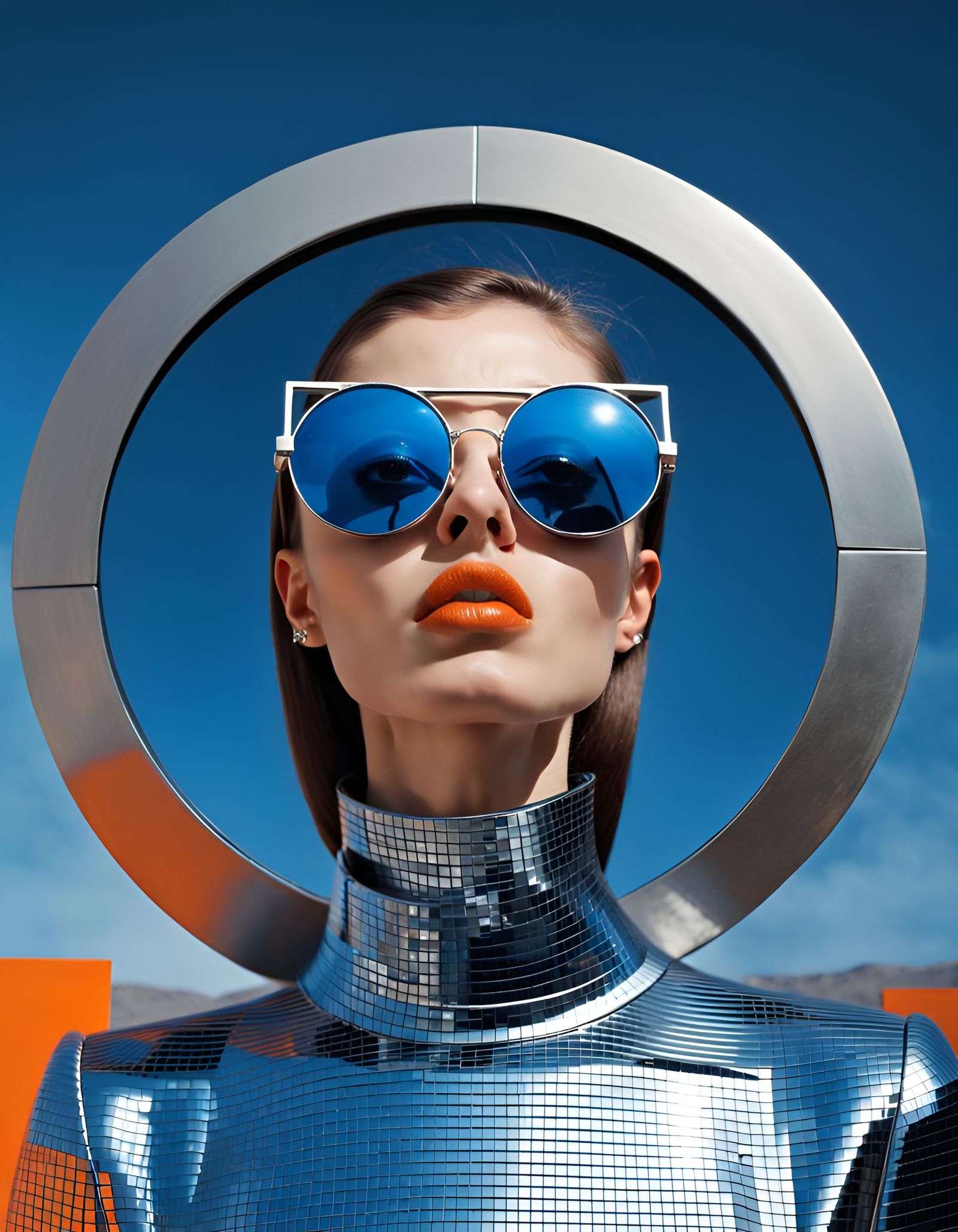 Stylish Woman with Geometric Sunglasses in Pop Art