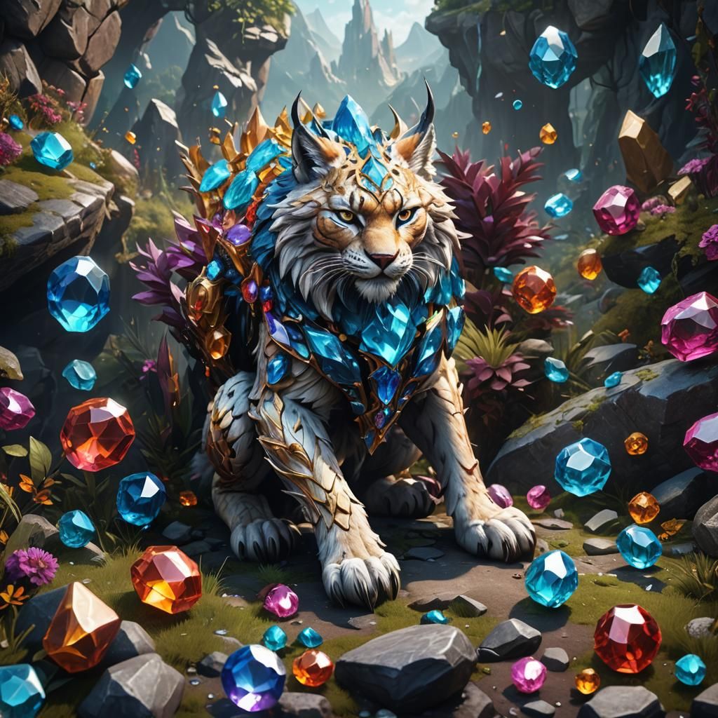 Elemental Gems Crystalline Lynx: Fantasy Concept Art