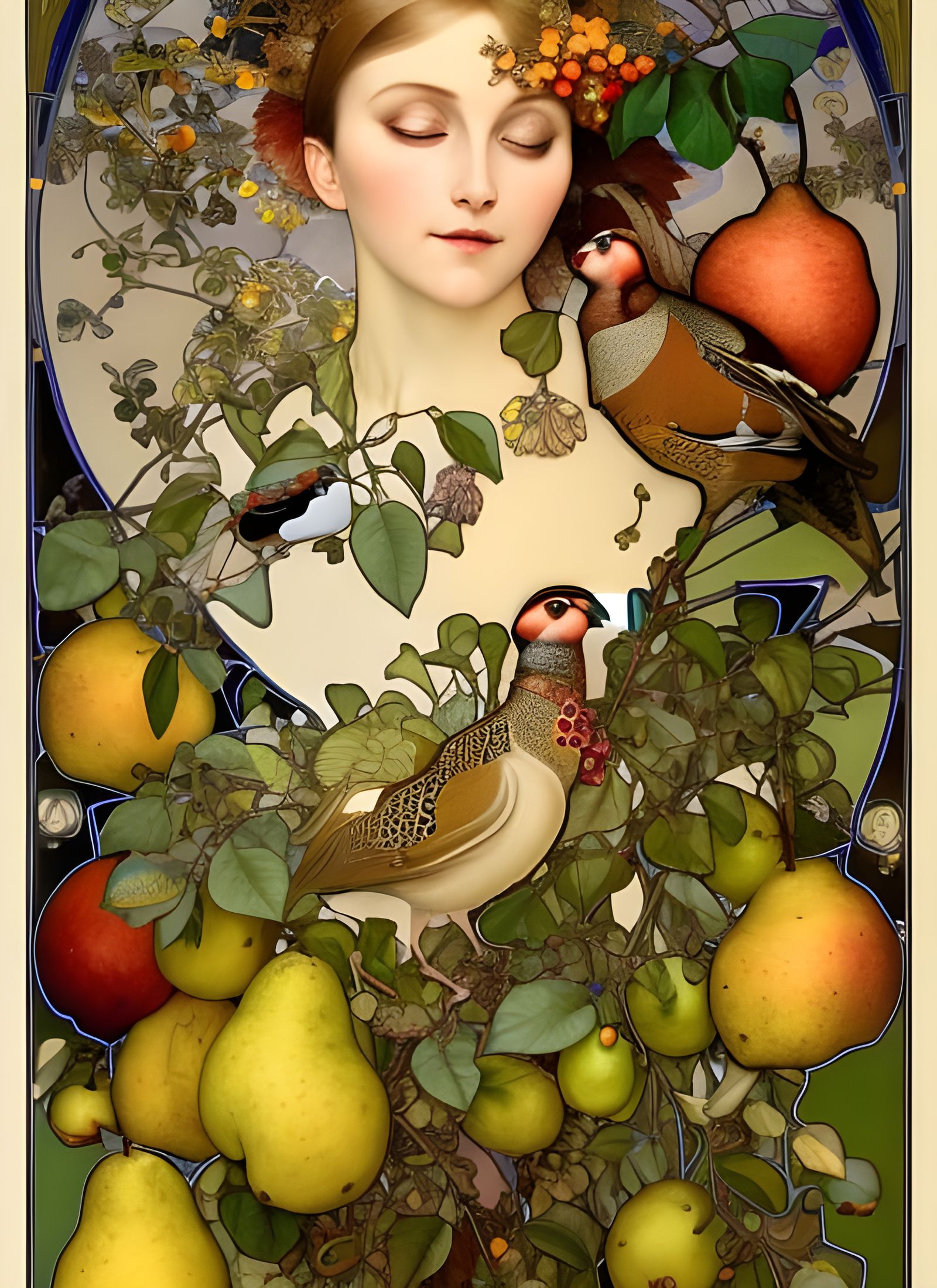 Partridge in Pear Tree: Art Nouveau Style