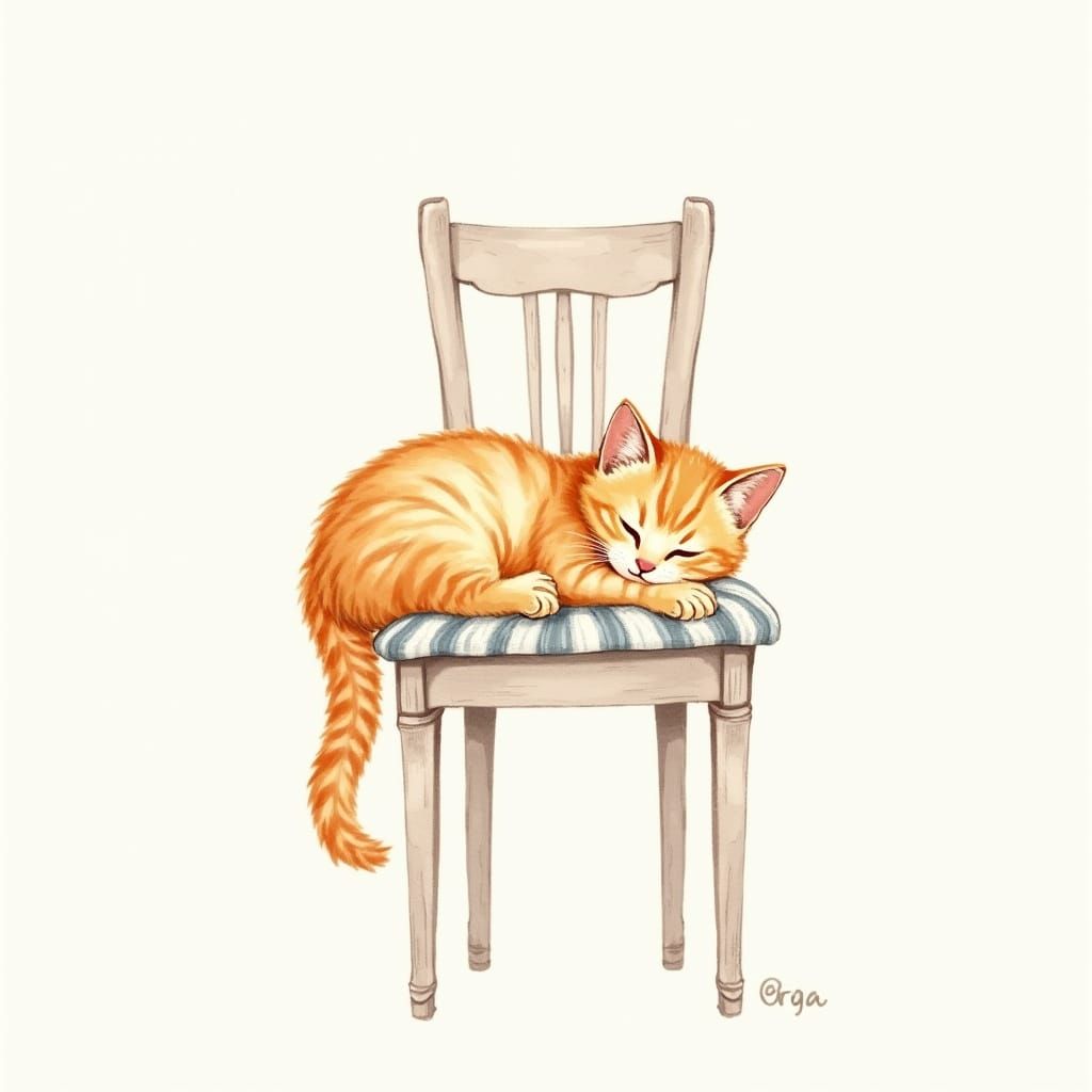 Whimsical Watercolor Kitten Illustration