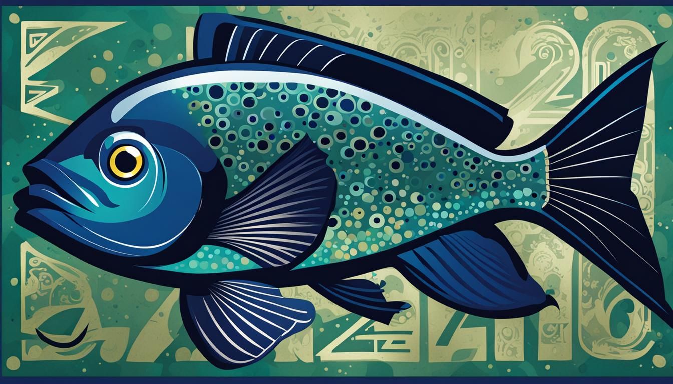 Egyptian Cartoon Fish in Technological Ocean