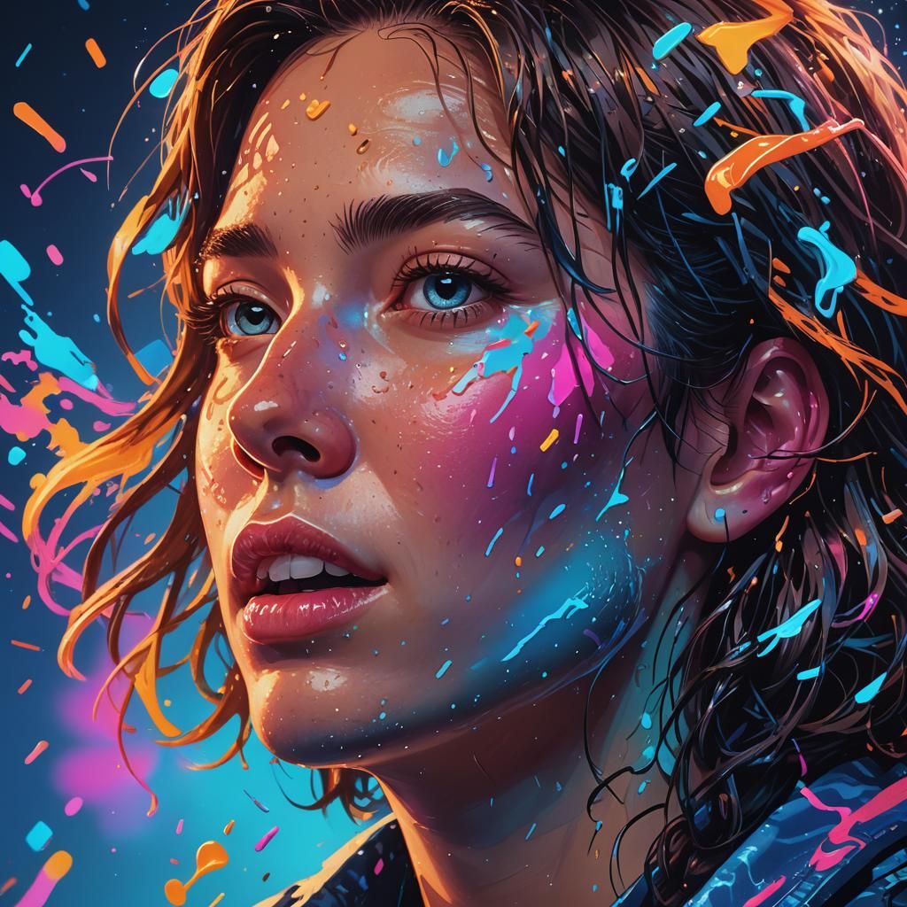 Hyperrealistic Splash Art of Person Answering Call