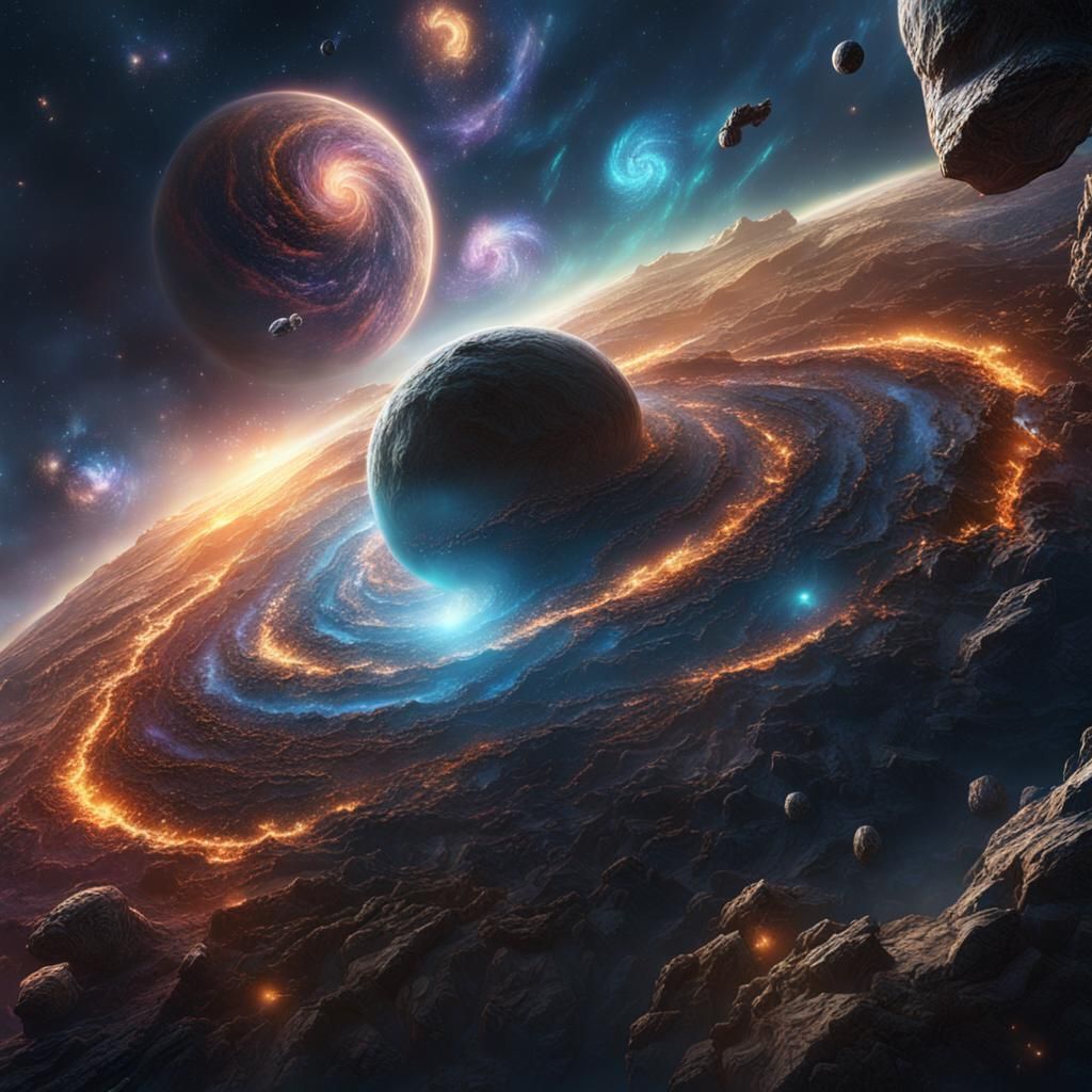 Spectacular Triple Galaxy Collision: Fantasy Concept Art