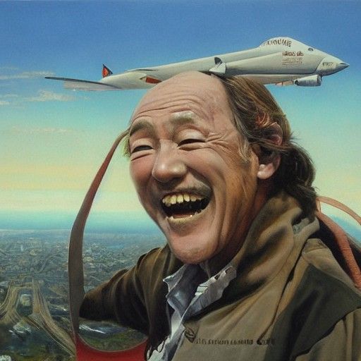 Scenic Flight Over Japan as Oil Painting