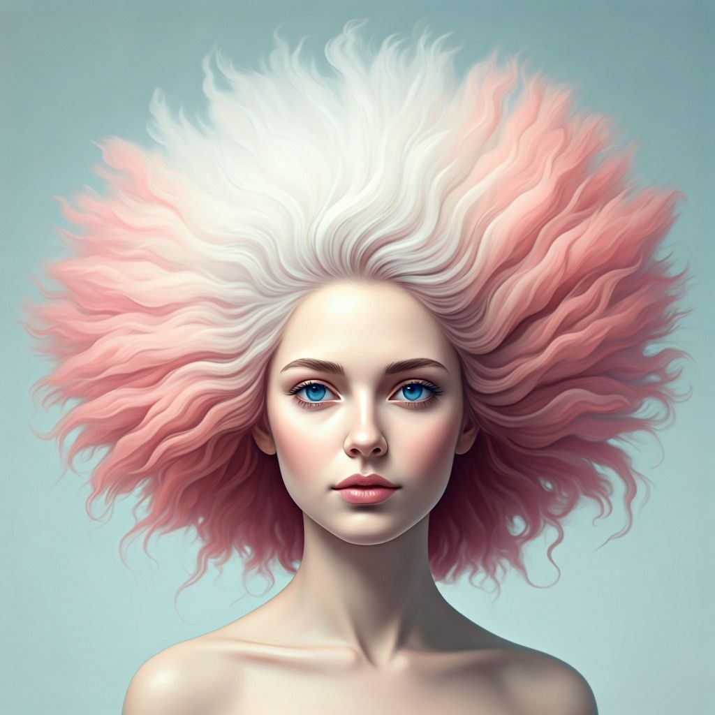 Ethereal Woman with Cloud-like Hair
