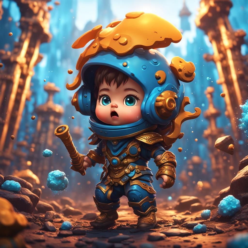 Startled Chibi Baby in Detailed Matte Painting