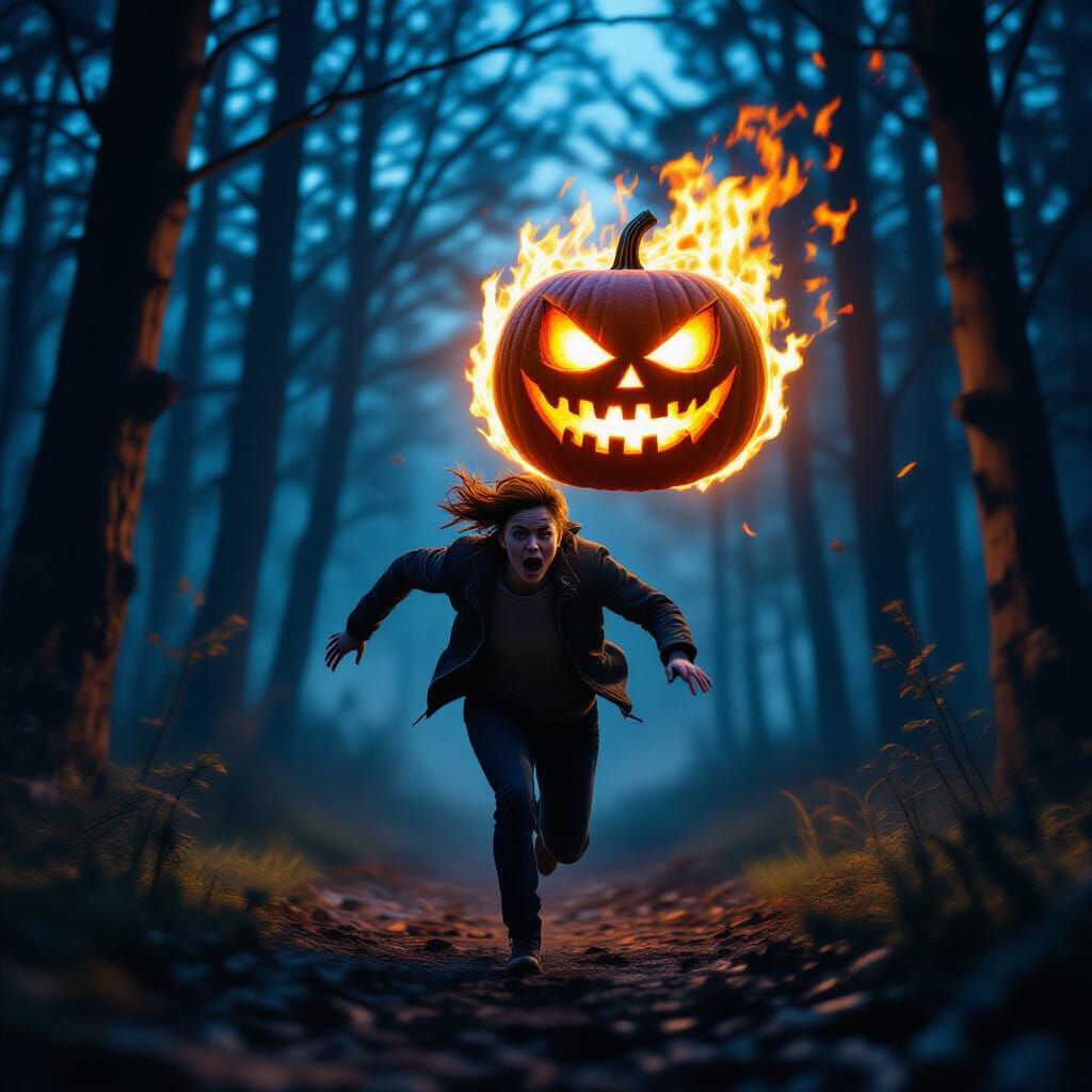 runnin' toward flamin' pumpkin