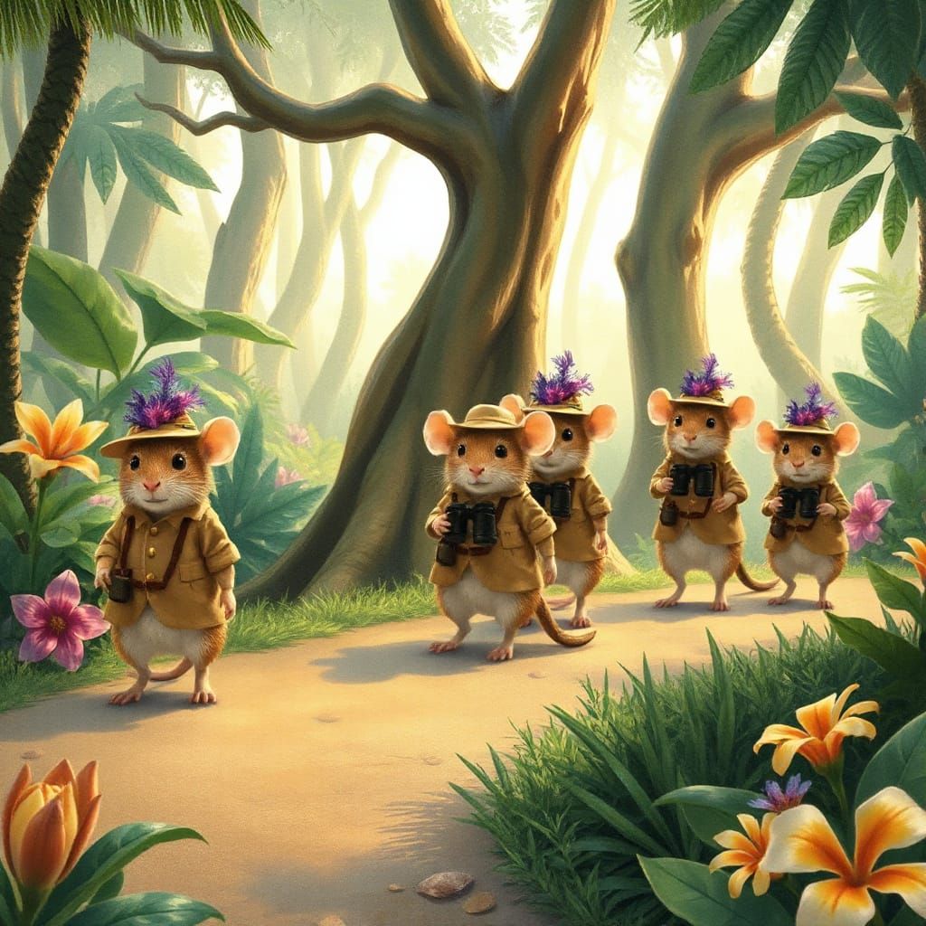 Miniature Safari Adventurers March Through Jungle Paradise