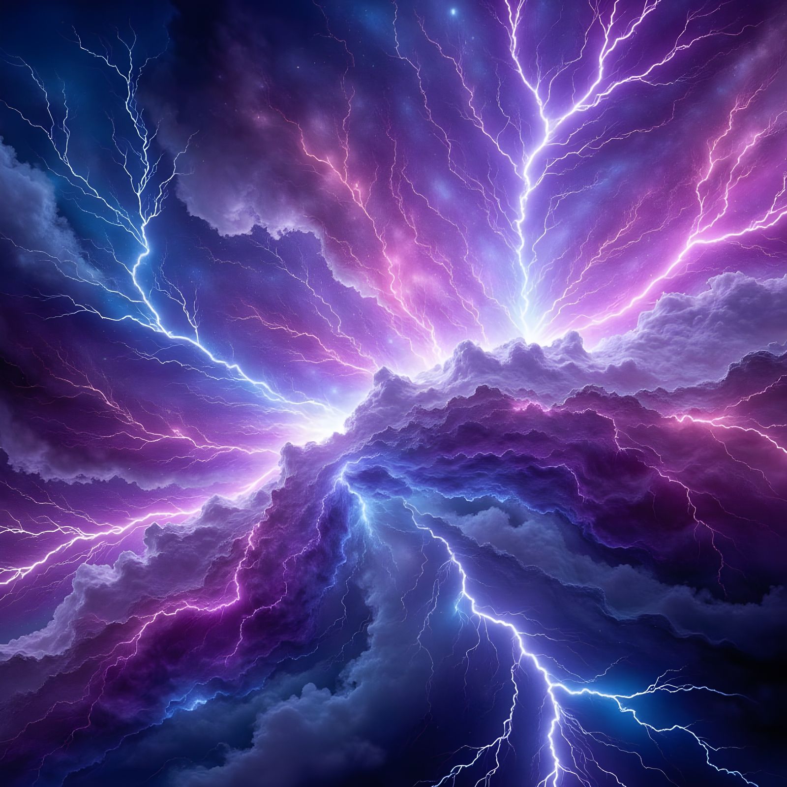 Vibrant Lightning Storm with Abstract Neuro Symphony