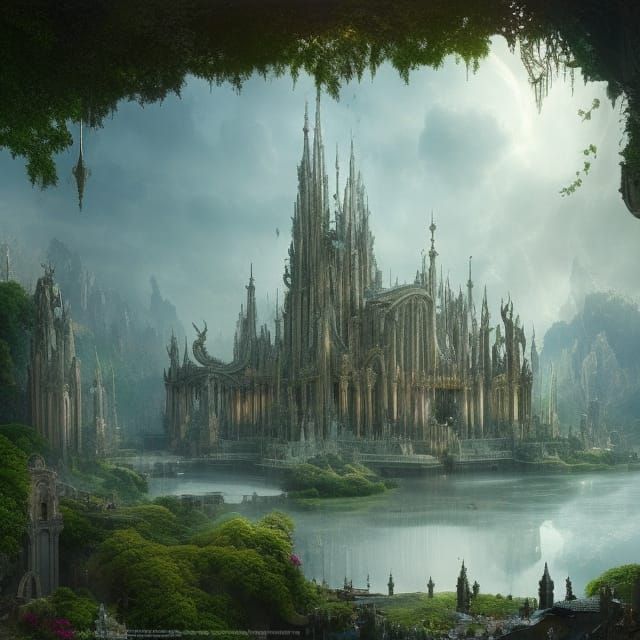 Utopian City with Floating Gardens in Digital Art