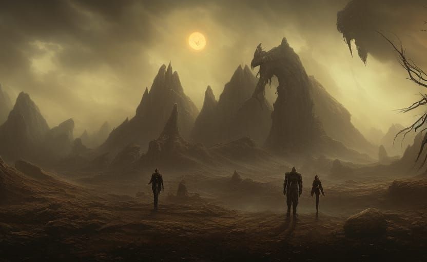 Dark Cosmic Landscape Ruined by Lovecraftian God