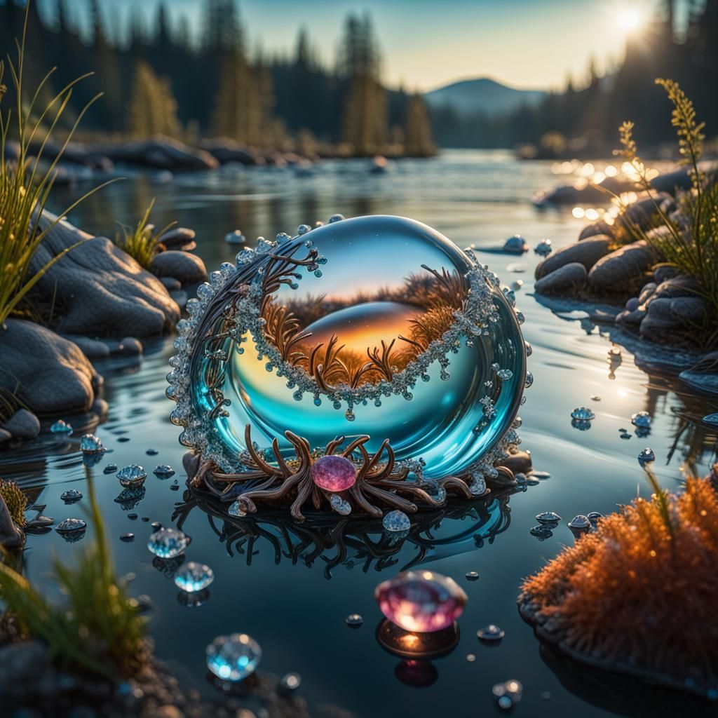 Bioluminescent Scandinavian Riverscape in 3D