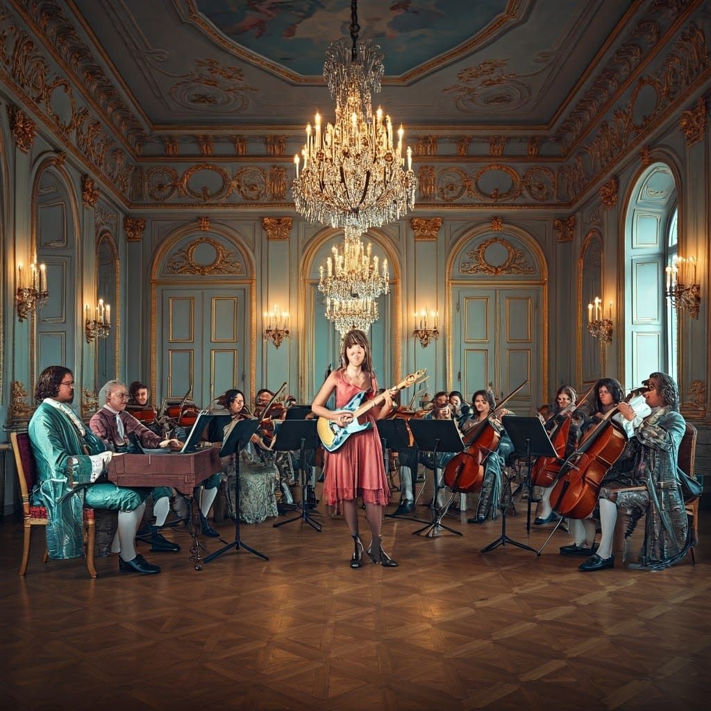 Baroque Dreamscape with Modern Electric Guitar Soloist
