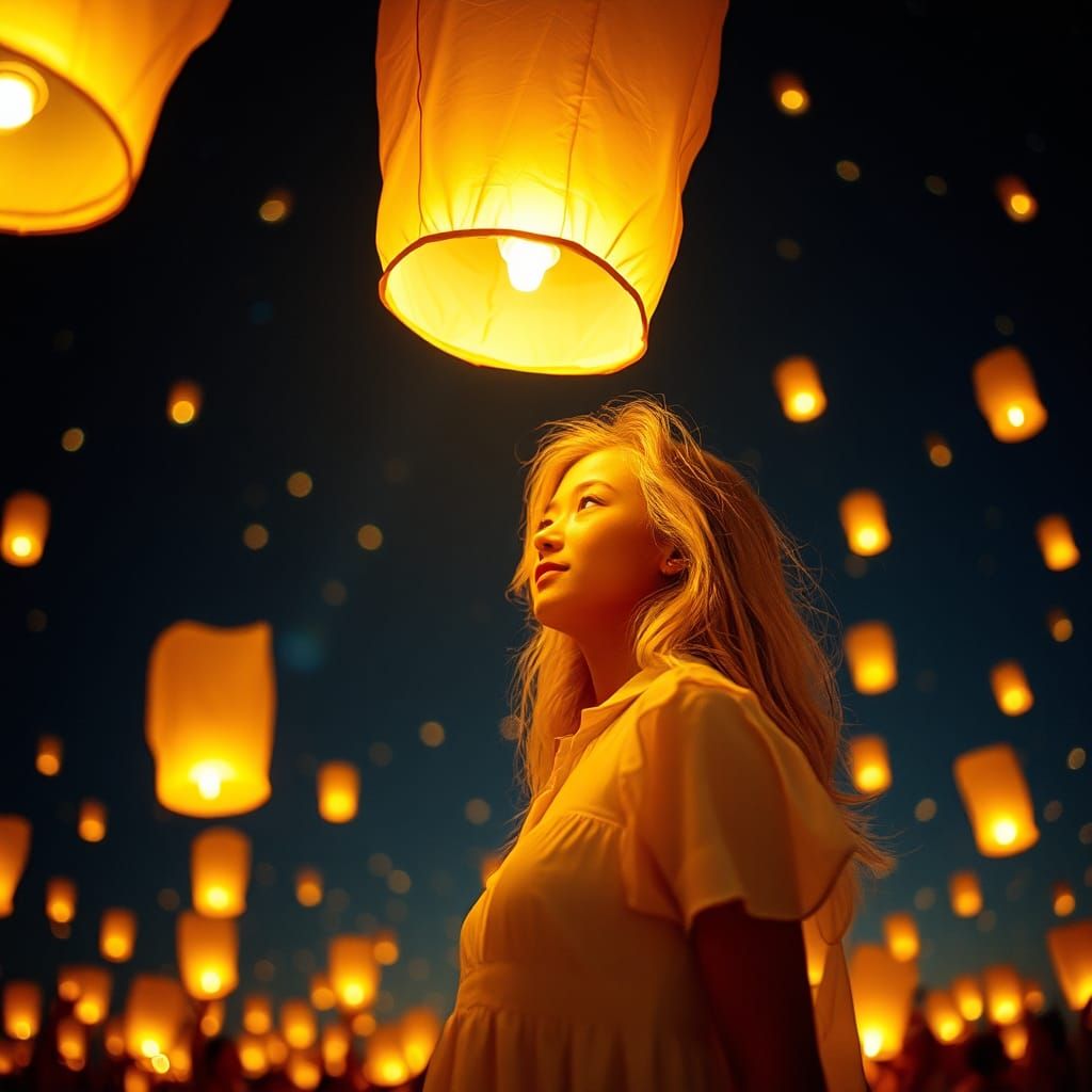 Ethereal Lantern Release on Star-Studded Night