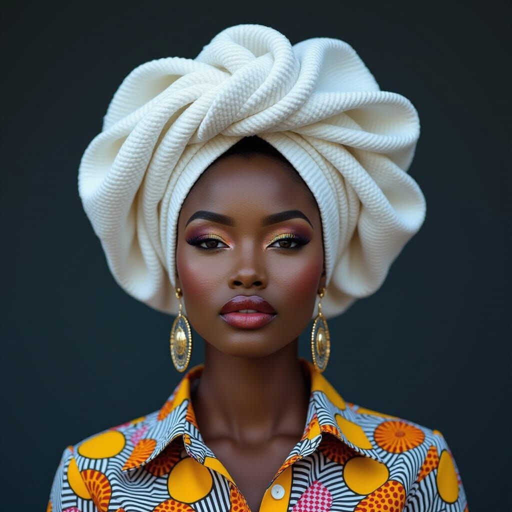 Abstract Geometric African Woman in Photorealistic Style