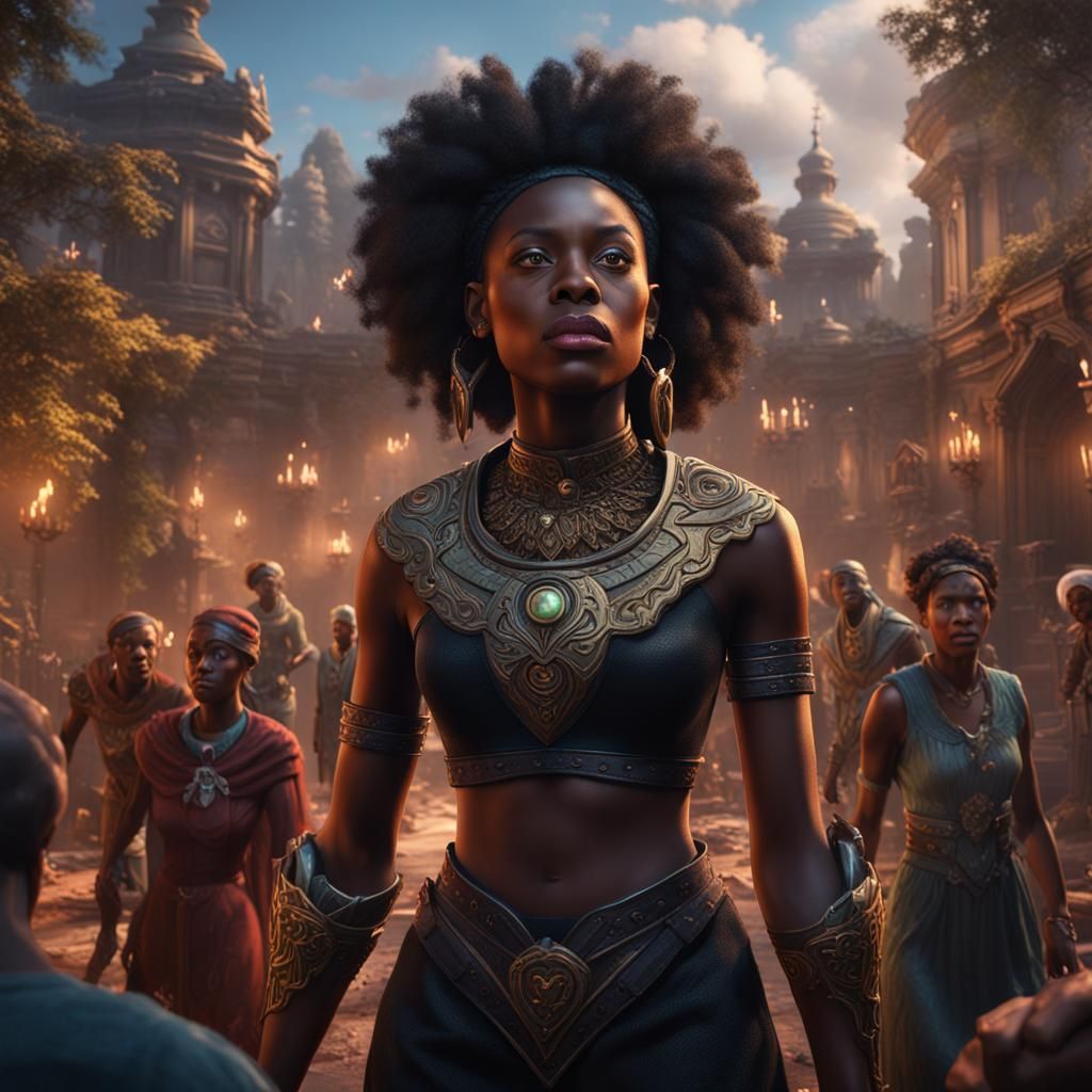 Detailed Matte Painting: Black Woman's Heart Attack