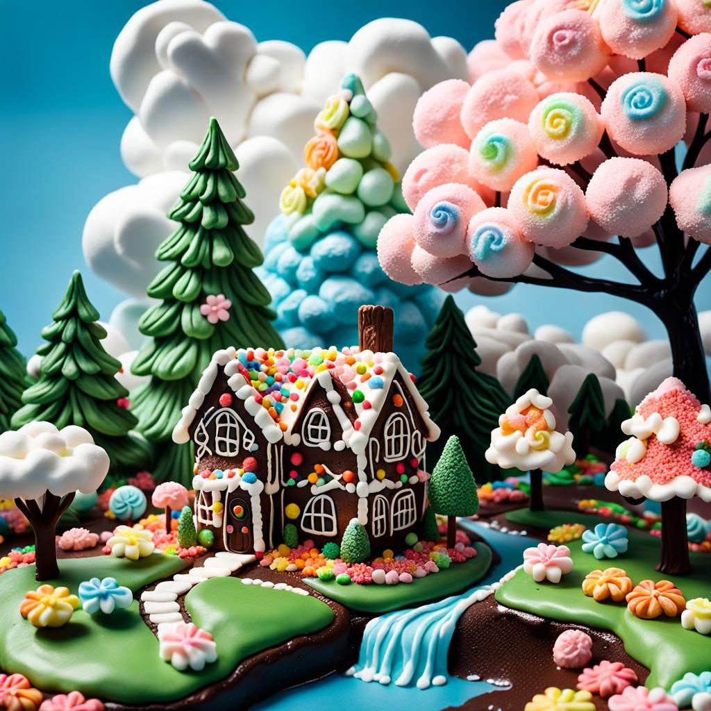 Tudor Gingerbread House in Candyland Art Style