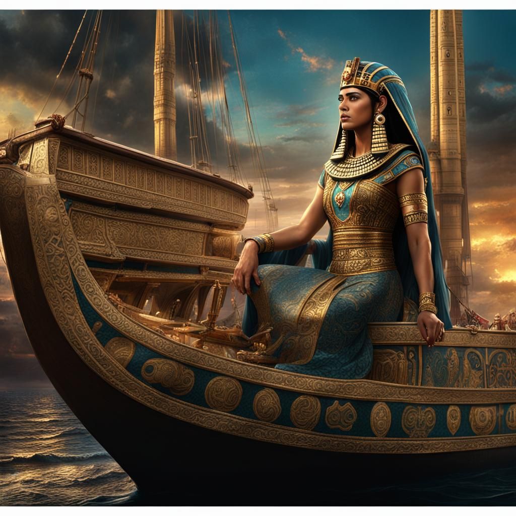Cleopatra on Nile in Epic Digital Painting
