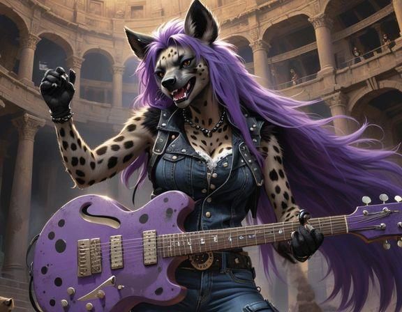Furry Hyena Shreds Guitar in Ancient Rome