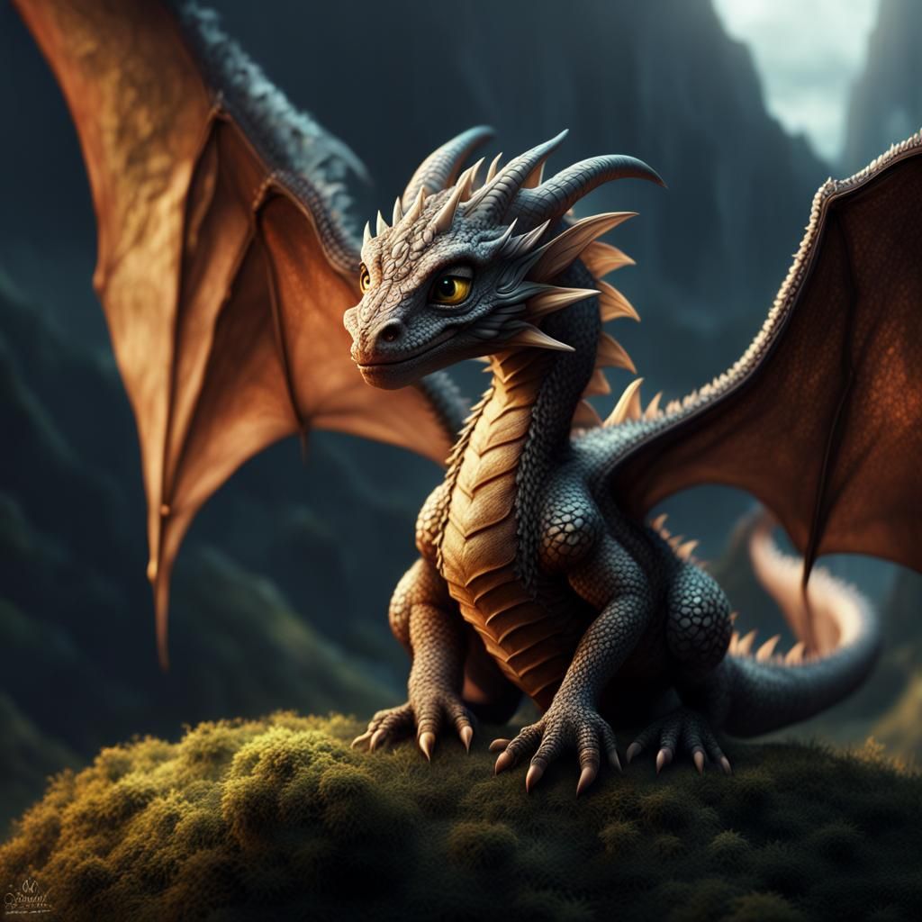 Epic Baby Dragon in Digital Matte Painting