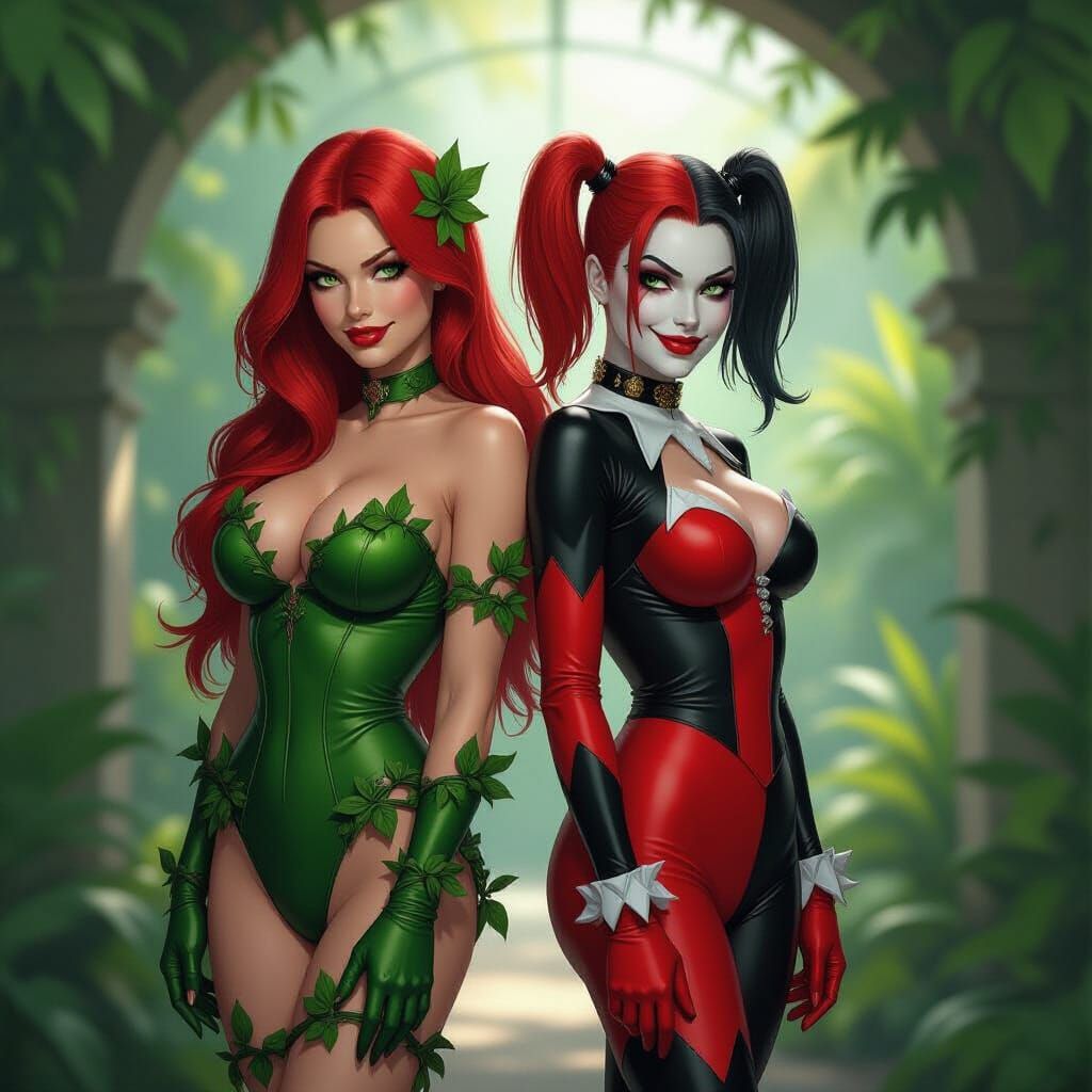 Poison Ivy and Harley Quinn in Botanical Garden