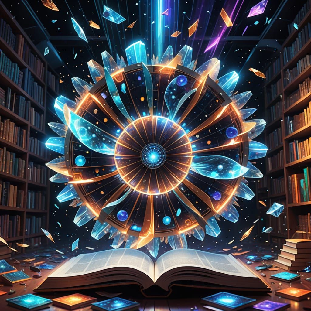 Giant Crystalline Fan Unfolding in Space with Comic Panels