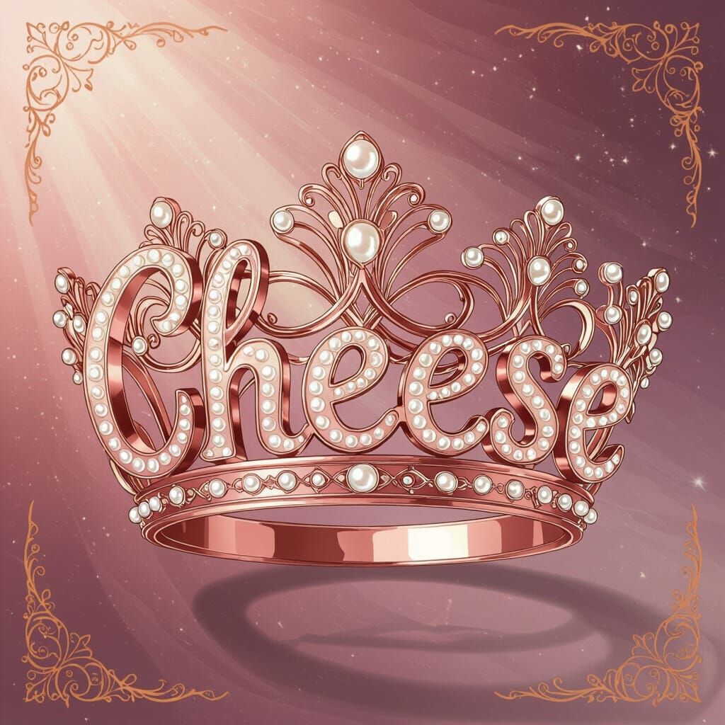 Elegant Rose Gold "Cheese" Crown in Whimsical Art Nouveau St...