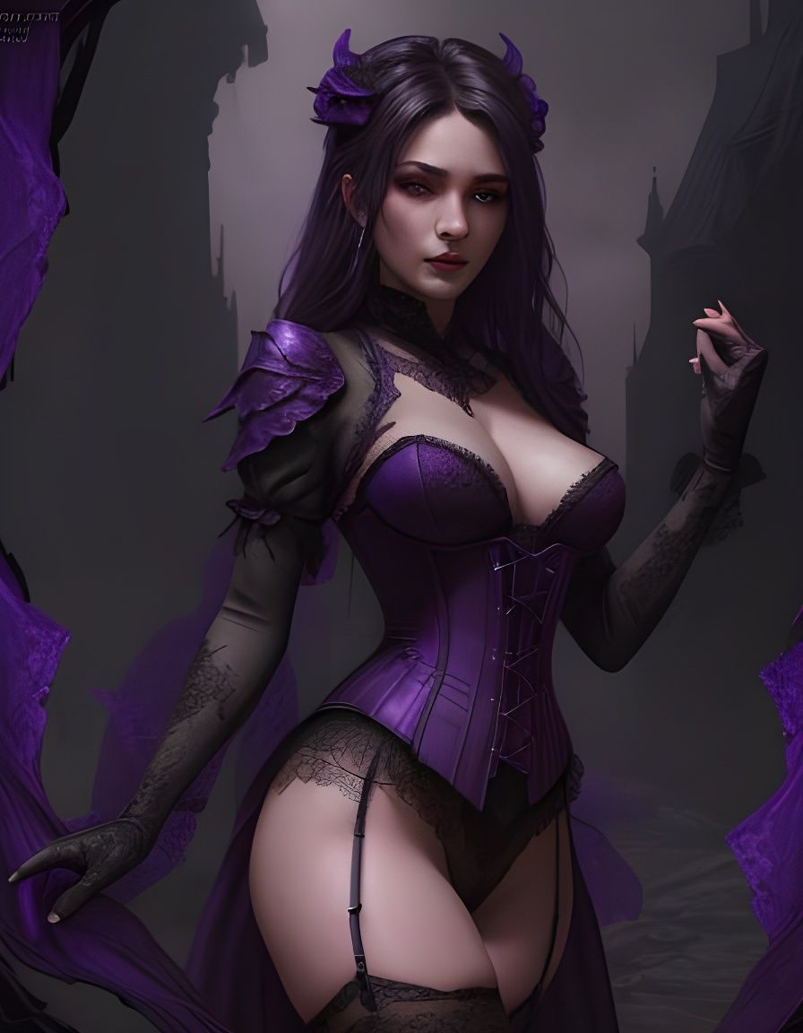 Warlock in Violet Lace: Detailed Fantasy Art