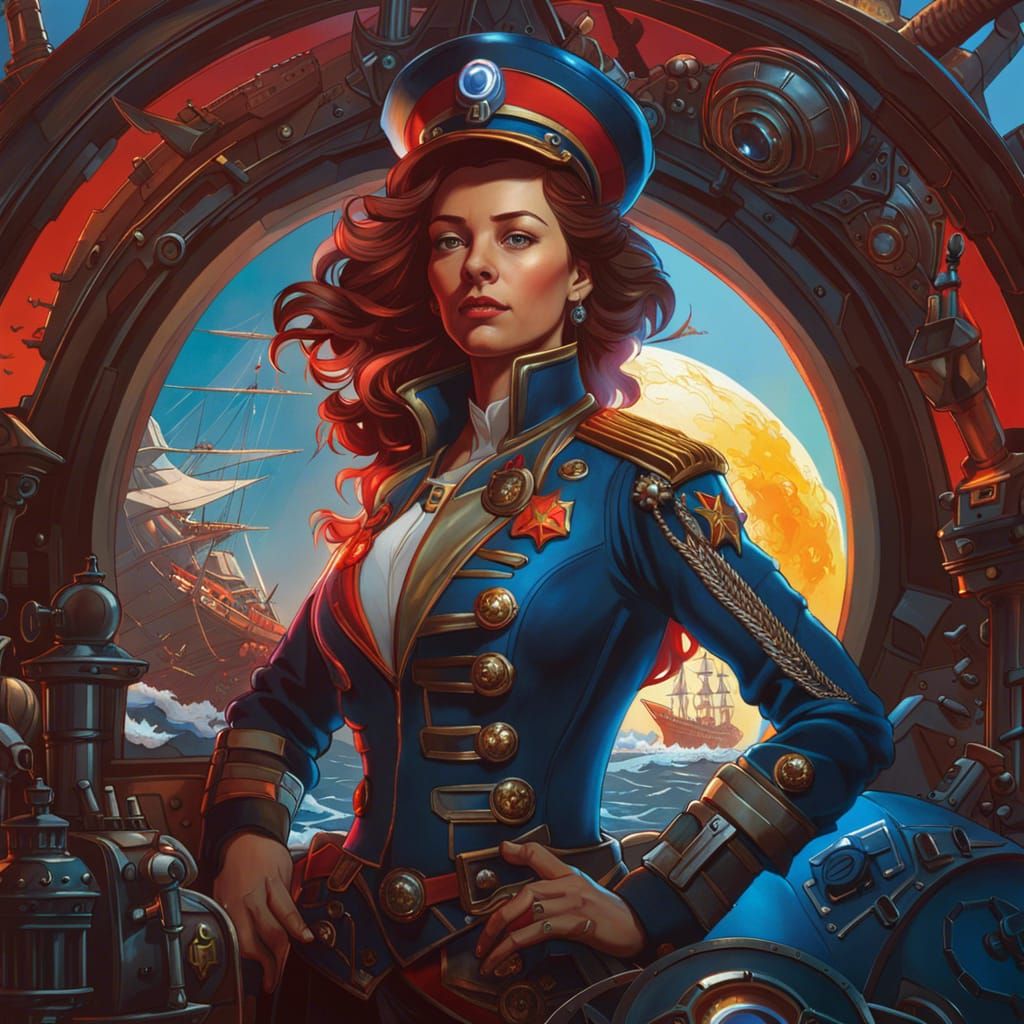 Detailed Ship Captain Art: Award-Winning Style