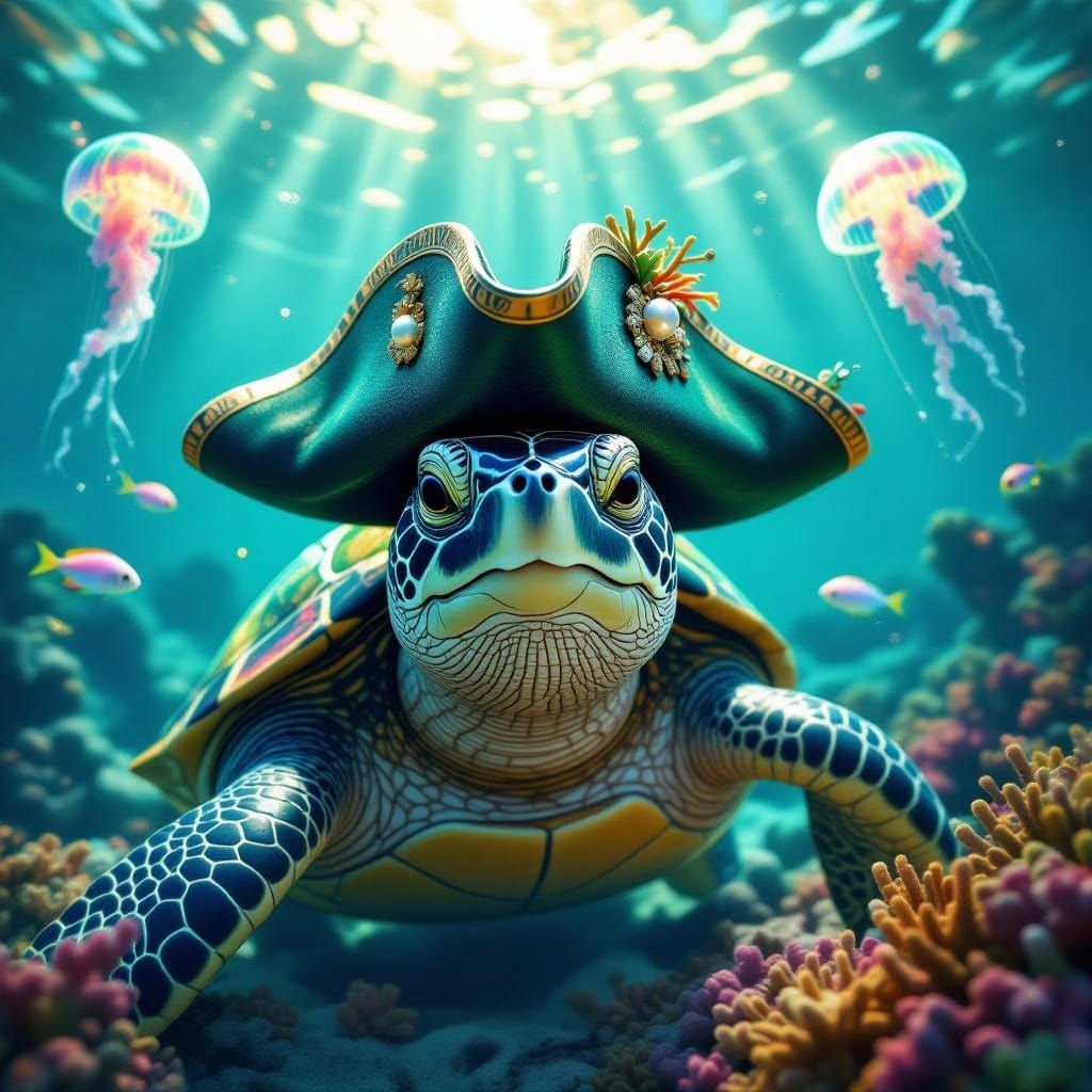 Turtle wearing a hat