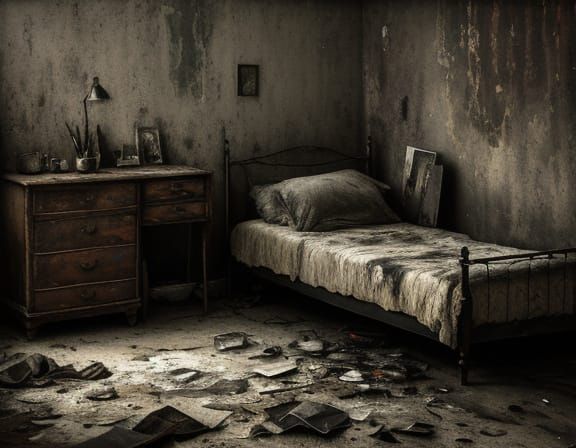 Surreal Dusty Room Interior in Oil Painting Style