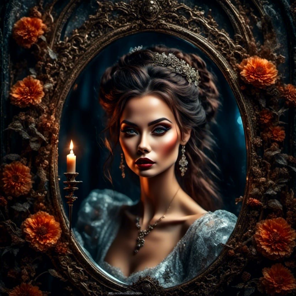 Duality: Calm Woman, Angry Reflection in Mirror