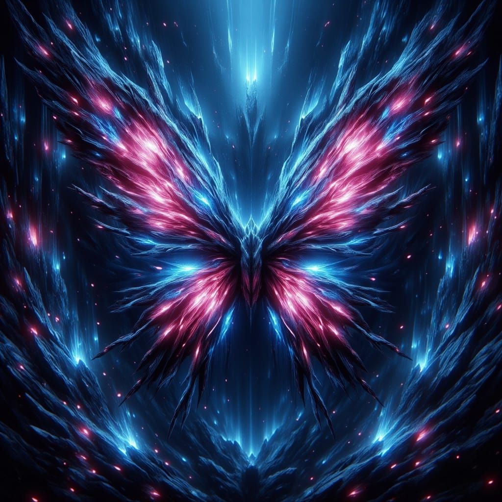 Elegant Dark Blue Butterfly on Abstract Plant Background