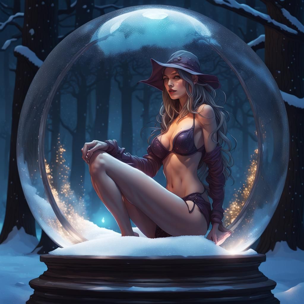 Bikini Witch in Snow Globe Portrait