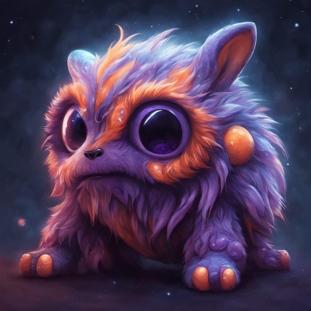 Adorable Furry Alien Creature with Bioluminescence
