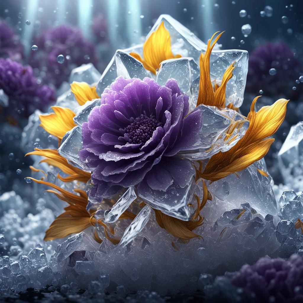 Iced Flower: Dark Fantasy Art in 8K