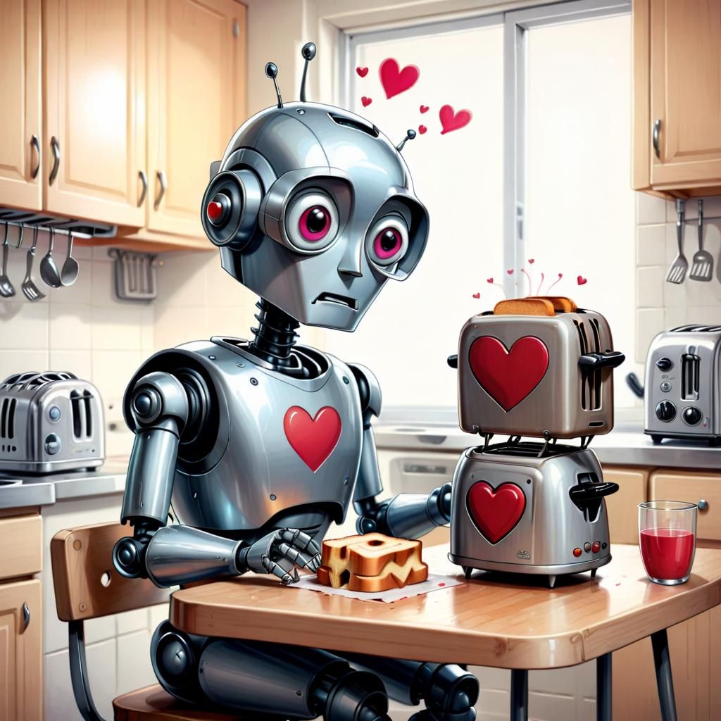 Robot's Toaster Love in Hanna-Barbera Cartoon