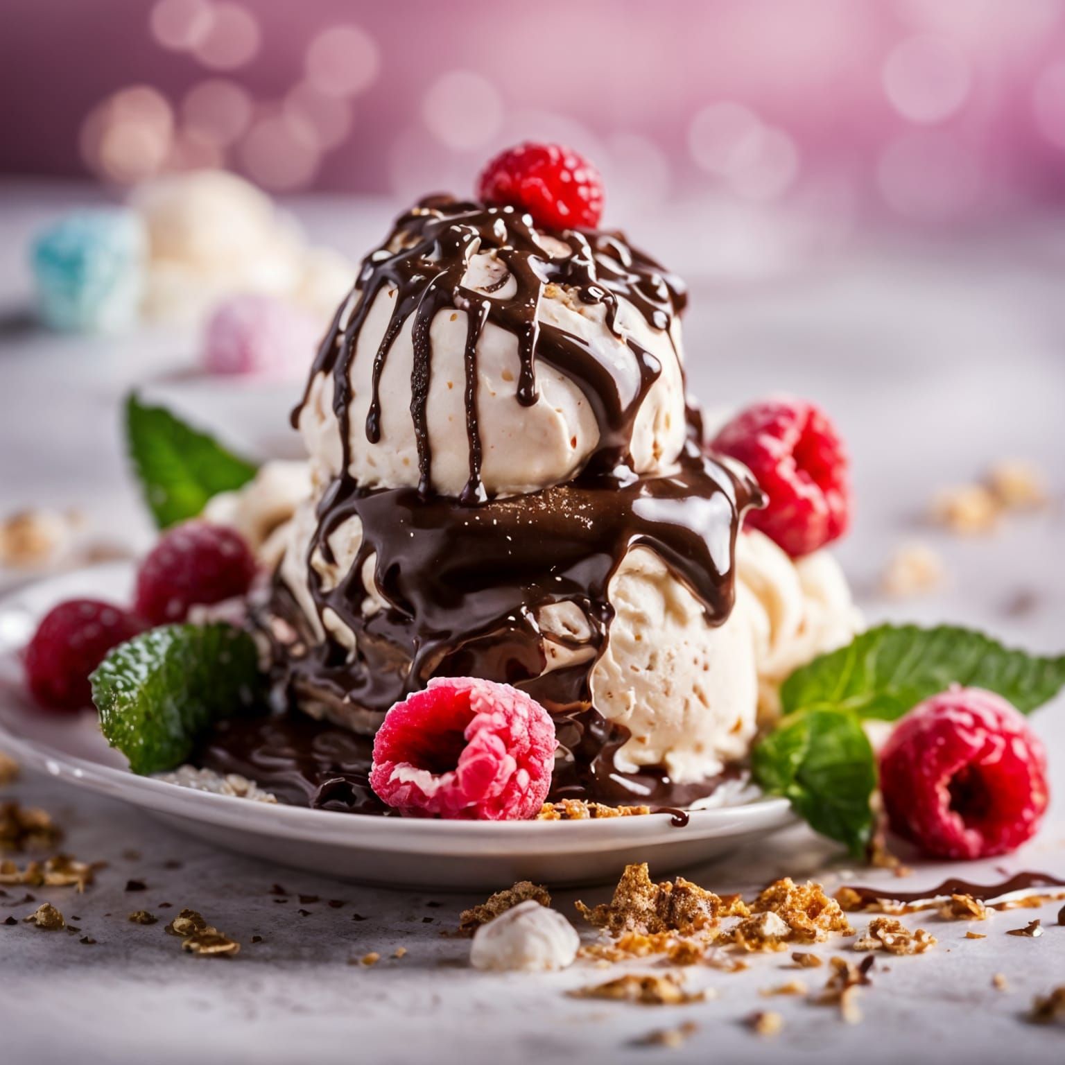 Delicious Chocolate Gelato with Rose and Gold Flakes