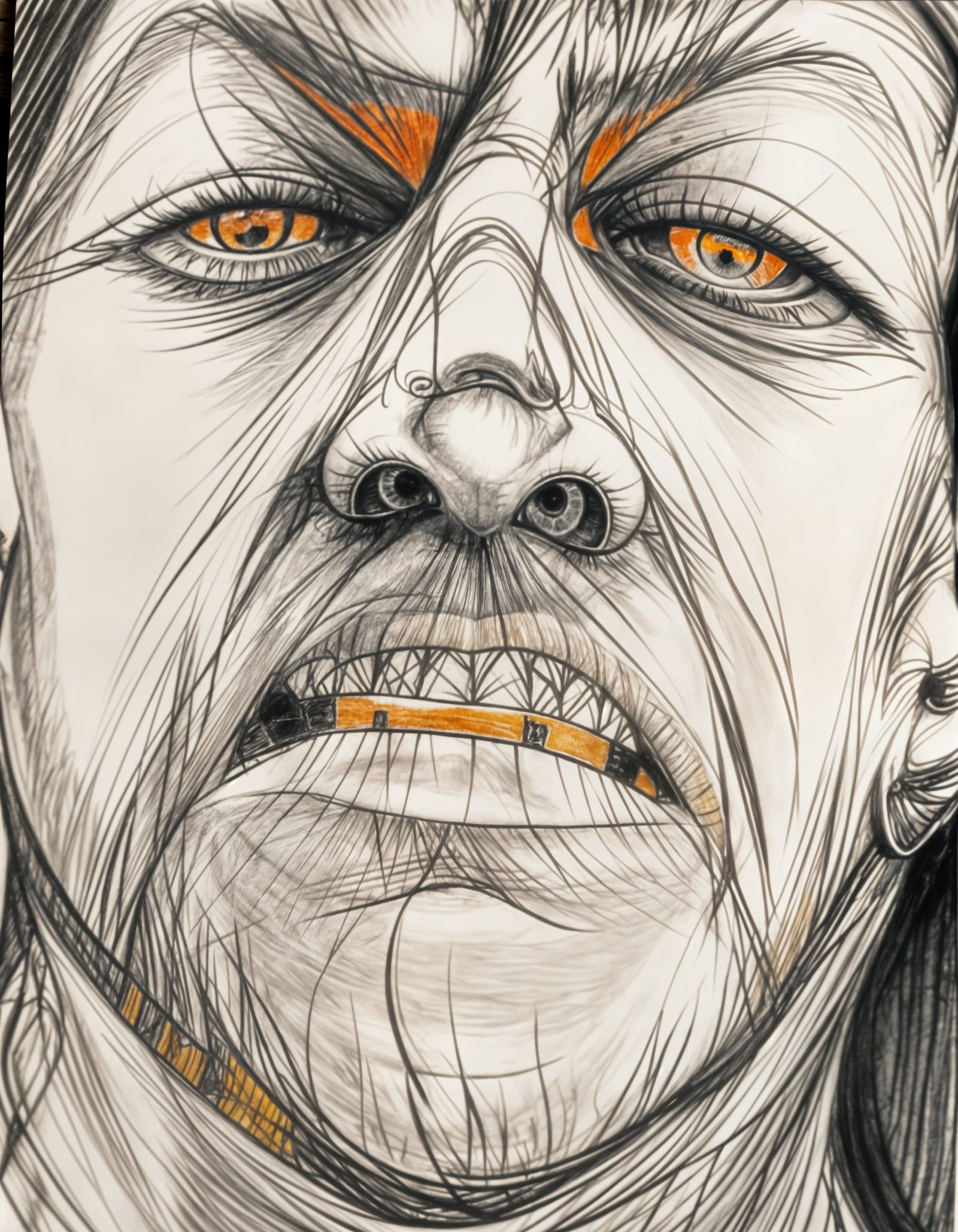 Surreal Portrait in Charcoal and Chalk